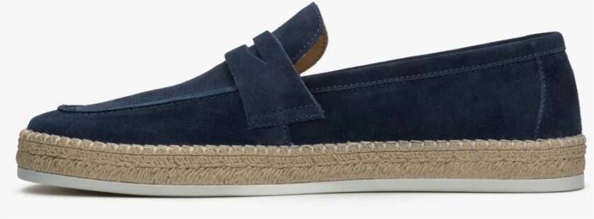 Estro Heren Navy Blue Mocassins gemaakt van Echt Italiaans Velours Er00115000 Blue Heren