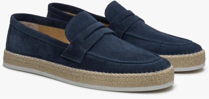 Estro Heren Navy Blue Mocassins gemaakt van Echt Italiaans Velours Er00115000 Blue Heren