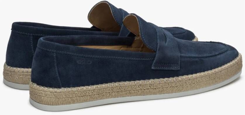 Estro Heren Navy Blue Mocassins gemaakt van Echt Italiaans Velours Er00115000 Blue Heren