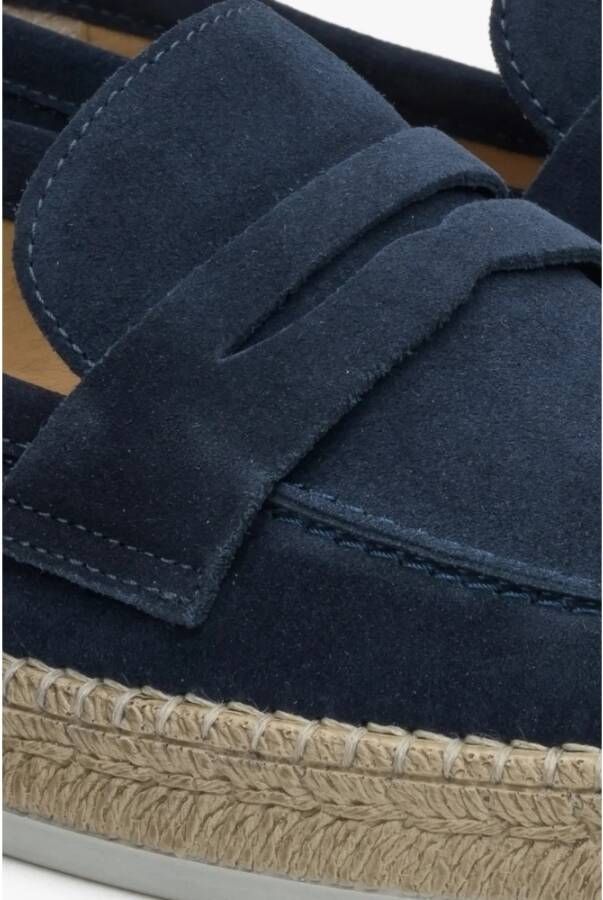 Estro Heren Navy Blue Mocassins gemaakt van Echt Italiaans Velours Er00115000 Blue Heren