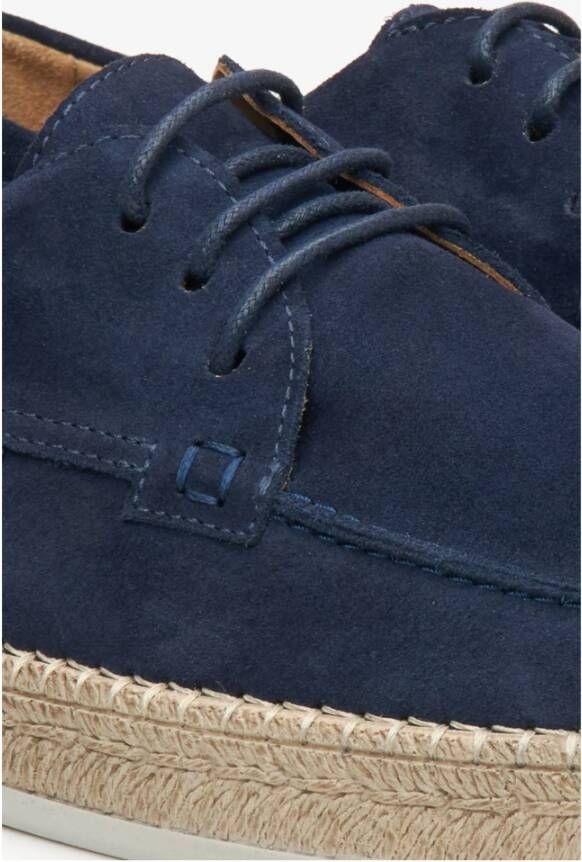 Estro Heren Navy Blauwe Veterschoenen gemaakt van Echt Velours Er00115092 Blue Heren