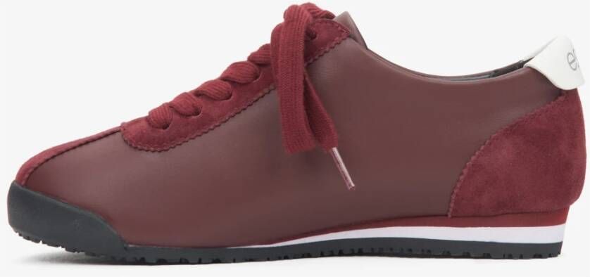 Estro Bourgondische Sneakers voor Dames gemaakt van Echt Leer en Velours Red Dames