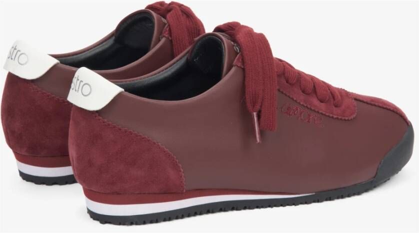 Estro Bourgondische Sneakers voor Dames gemaakt van Echt Leer en Velours Red Dames