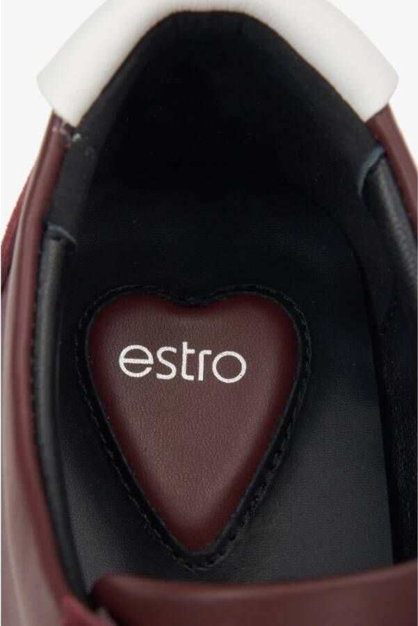 Estro Bourgondische Sneakers voor Dames gemaakt van Echt Leer en Velours Red Dames