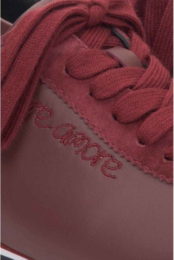 Estro Bourgondische Sneakers voor Dames gemaakt van Echt Leer en Velours Red Dames