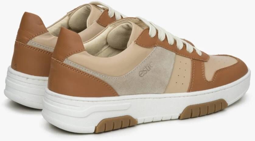 Estro Dames Bruin & Wit Sneakers gemaakt van Italiaans Echt Leer Er00114890 Brown Dames