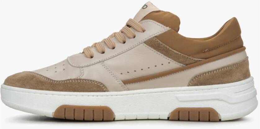 Estro Bruine en beige platform sneakers voor vrouwen gemaakt van leer en velours Brown Dames