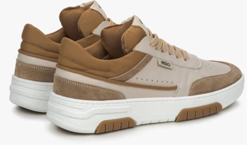 Estro Bruine en beige platform sneakers voor vrouwen gemaakt van leer en velours Brown Dames