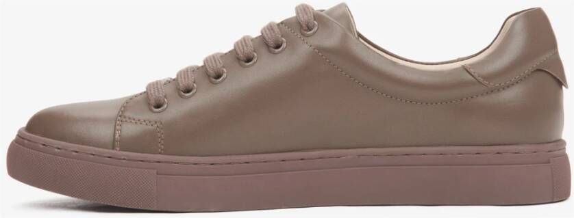 Estro Bruine Leren Lage Sneakers voor Vrouwen Brown Dames