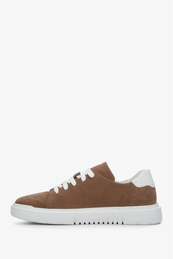 Estro Heren Bruine Lage Sneakers gemaakt van Nubuck Er00111157 Brown Heren