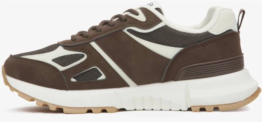 Estro Bruine Sneakers voor vrouwen gemaakt van textiel en eco-leer ES8 Er00115857 Brown Dames