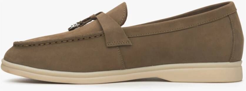 Estro Dames Bruine Kwast Loafers gemaakt van Nubuck Er00114610 Brown Dames