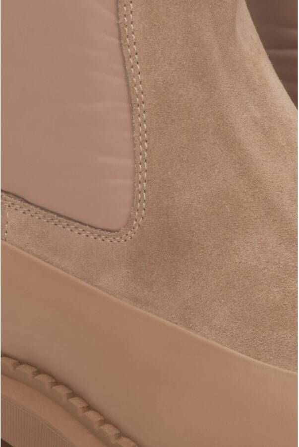 Estro Dames Bruine Velours- en Leren Enkellaarzen met een Stevig Platform voor de Winter Brown Dames