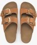 Estro Dames Bruine Velours Slide Sandalen met Dikke Banden Er00115132 Brown Dames - Thumbnail 4