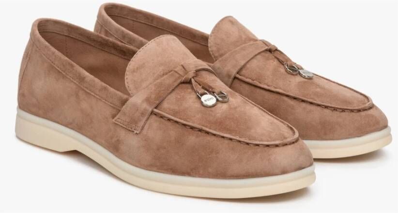 Estro Dames Bruine Kwast Loafers gemaakt van Velours Er00112679 Brown Dames