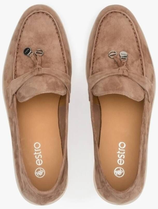 Estro Dames Bruine Kwast Loafers gemaakt van Velours Er00112679 Brown Dames