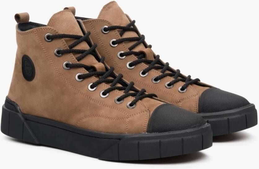 Estro Heren Bruine High-Top Winter Sneakers Er00112219 Brown Heren