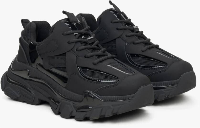 Estro Dames Zwarte Lage Sneakers met een Chunky Platform ES8 Er00115758 Black Dames