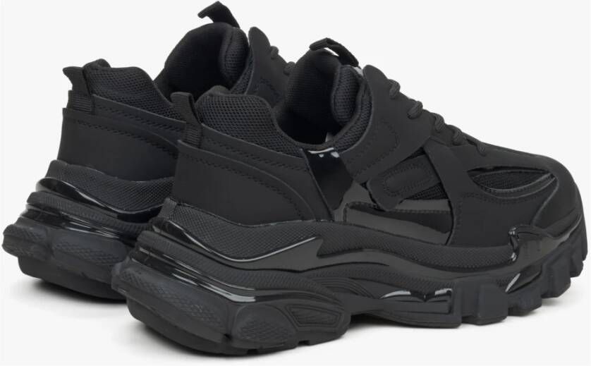 Estro Dames Zwarte Lage Sneakers met een Chunky Platform ES8 Er00115758 Black Dames