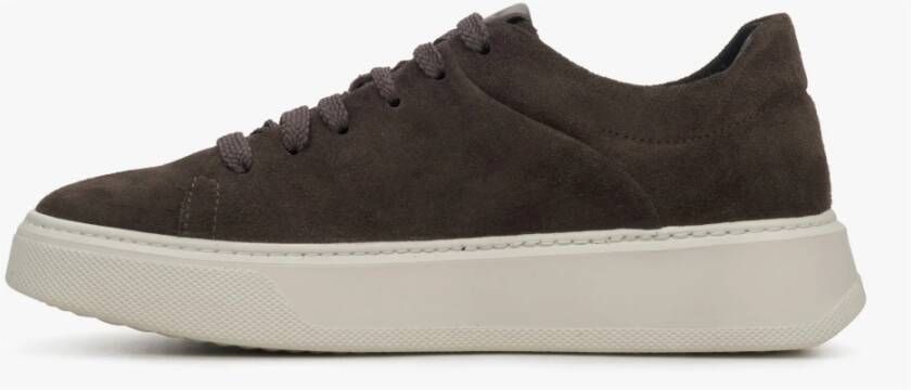 Estro Dames Donkerbruine Lage Sneakers gemaakt van Premium Italiaans Echt Velours Brown Dames