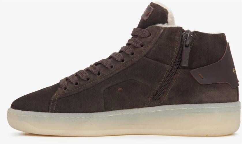 Estro Dames Zadelbruine Italiaanse Velours High-Top Sneakers Brown Dames