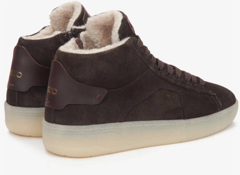 Estro Dames Zadelbruine Italiaanse Velours High-Top Sneakers Brown Dames