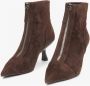 Estro Donkerbruine fluwelen enkellaarsjes voor dames met lage stilettohak Brown Dames - Thumbnail 2