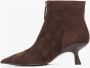 Estro Donkerbruine fluwelen enkellaarsjes voor dames met lage stilettohak Brown Dames - Thumbnail 3