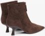 Estro Donkerbruine fluwelen enkellaarsjes voor dames met lage stilettohak Brown Dames - Thumbnail 4