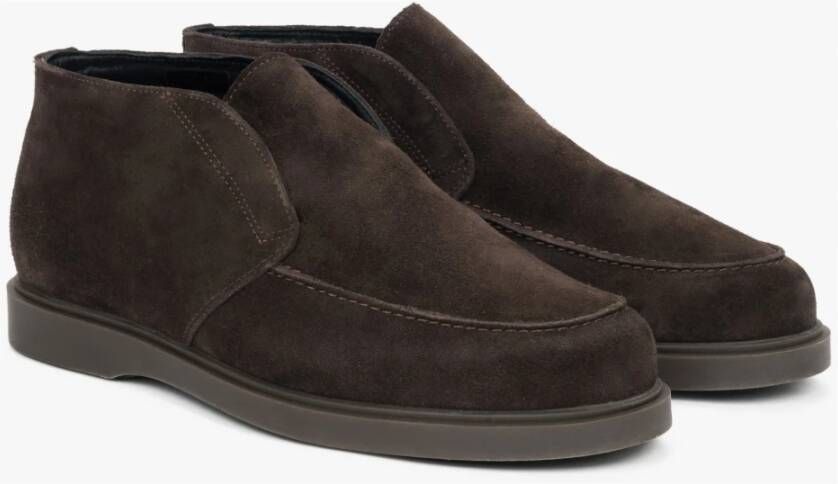 Estro Donkerbruine loafers voor heren gemaakt van premium Italiaans velours Brown Heren