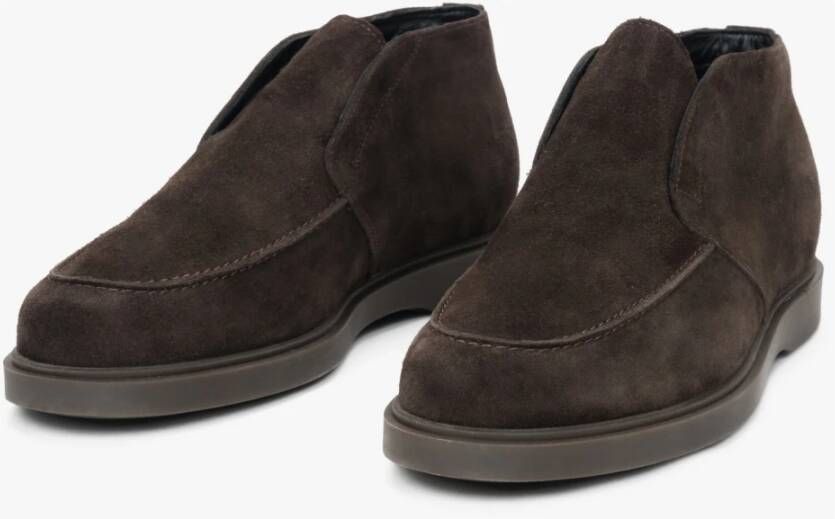 Estro Donkerbruine loafers voor heren gemaakt van premium Italiaans velours Brown Heren