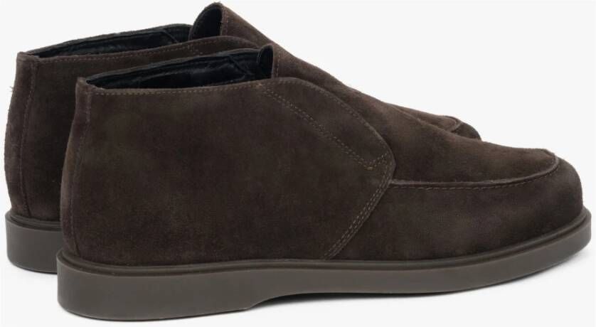 Estro Donkerbruine loafers voor heren gemaakt van premium Italiaans velours Brown Heren