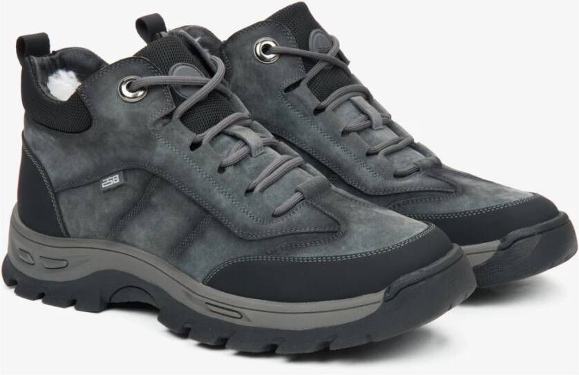 Estro Donkergrijze hoge sneakers voor heren gemaakt van nubuck voor de winter ES8 Er00115815 Gray Heren