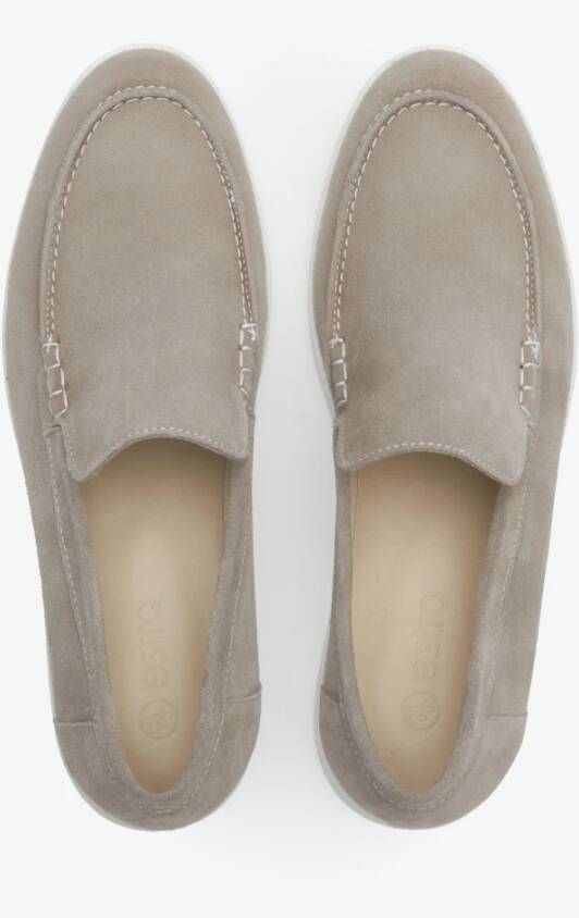 Estro Donkergrijze Suède Loafers Gray Dames