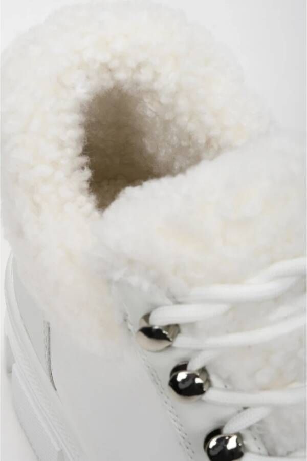 Estro Dames Witte Veterschoenen voor de Winter met Echt Bont Er00112246 White Dames