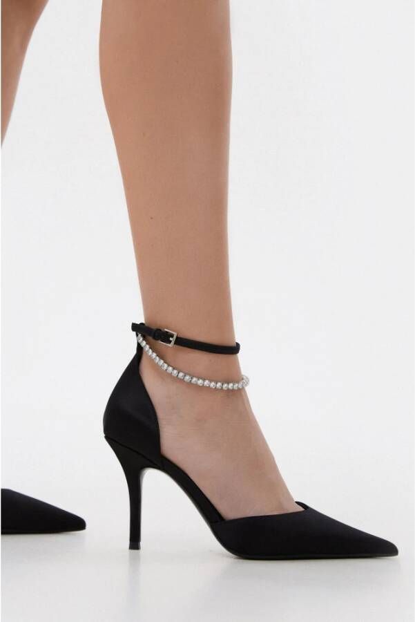 Estro Zwarte Dames Pumps met Puntige Neus en Kristallen MustHave Er00114243 Black Dames