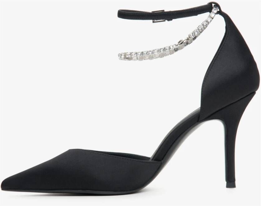 Estro Zwarte Dames Pumps met Puntige Neus en Kristallen MustHave Er00114243 Black Dames