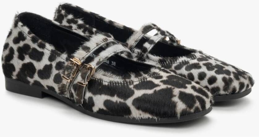 Estro Dames Fluffy Luipaardprint Ballet Flats met een Gesp Er00115697 Multicolor Dames