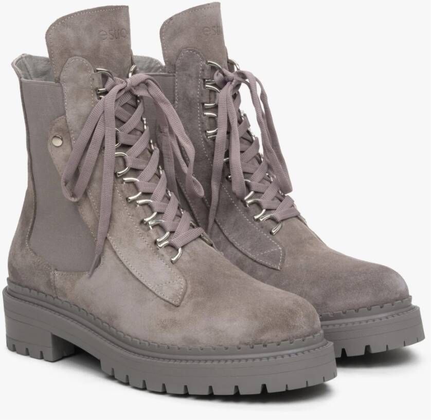 Estro Grijze Veterschoenen voor Dames Gray Dames