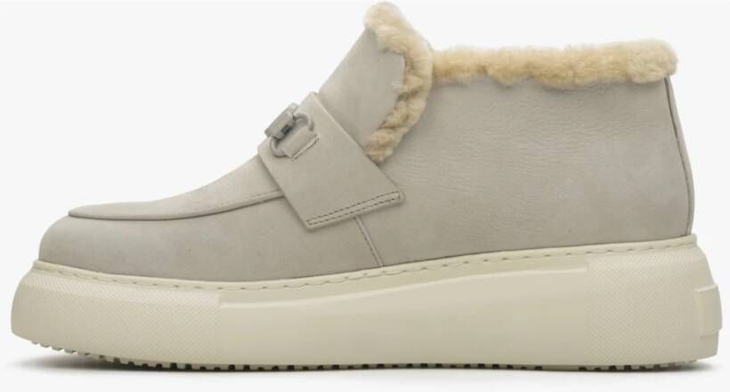 Estro Grijze Winter Enkellaarzen voor Dames gemaakt van Echt Nubuck Gray Dames