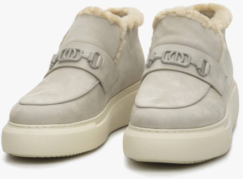 Estro Grijze Winter Enkellaarzen voor Dames gemaakt van Echt Nubuck Gray Dames