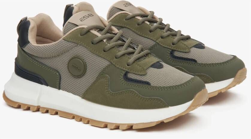 Estro Groene sneakers voor dames gemaakt van zachte textiel en eco-leer ES8 Er00115855 Green Dames