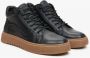 Estro Heren High-Top Zwarte Sneakers gemaakt van Echt Italiaans Leer met Bruine Zool Black Heren - Thumbnail 2