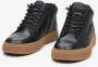 Estro Heren High-Top Zwarte Sneakers gemaakt van Echt Italiaans Leer met Bruine Zool Black Heren - Thumbnail 3