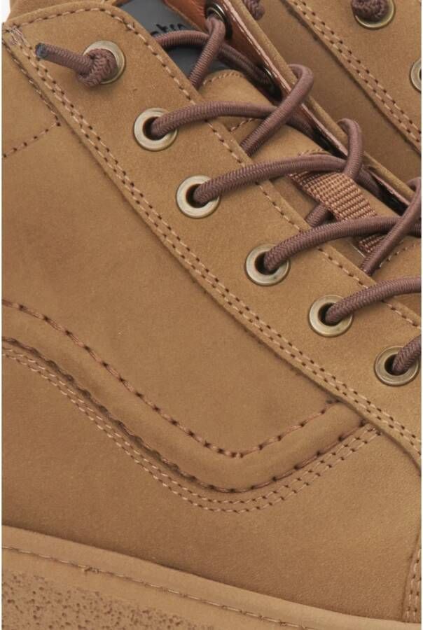 Estro Heren hoge bruine sneakers gemaakt van echt Italiaans velours Brown Heren