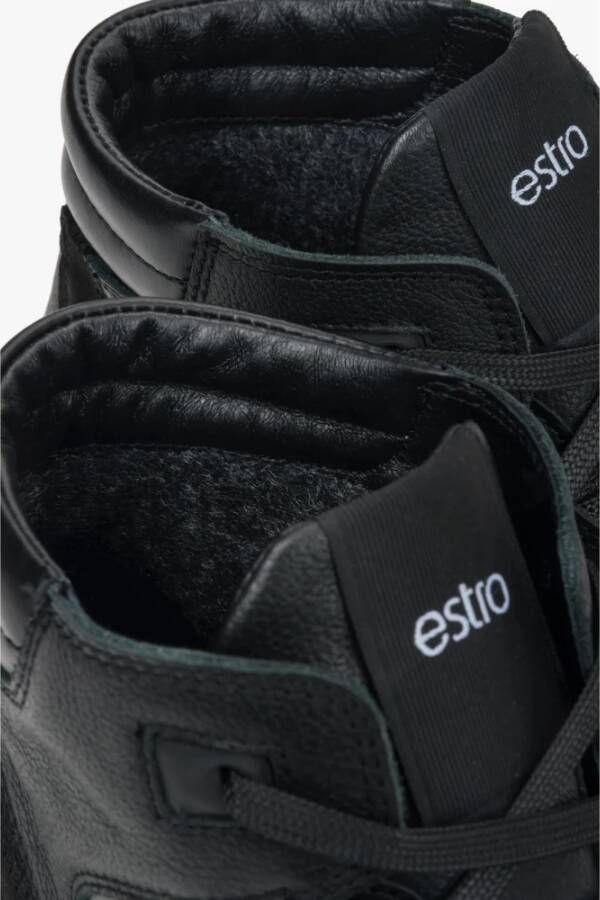 Estro Heren hoge zwarte sneakers gemaakt van Italiaans echt leer en nubuck met isolatie Black Heren