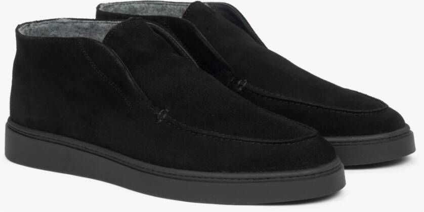 Estro Heren loafers gemaakt van premium Italiaans echt velours Black Heren