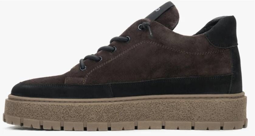 Estro Heren Saddle Brown High-Top Sneakers gemaakt van Italiaans Echt Velours & Leer met Licht Isolatie Brown Heren