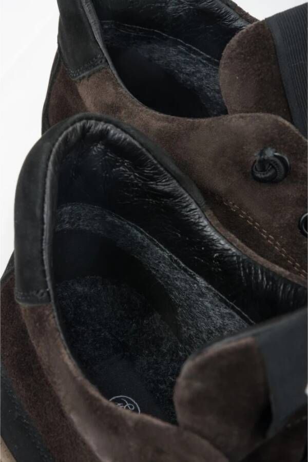 Estro Heren Saddle Brown High-Top Sneakers gemaakt van Italiaans Echt Velours & Leer met Licht Isolatie Brown Heren