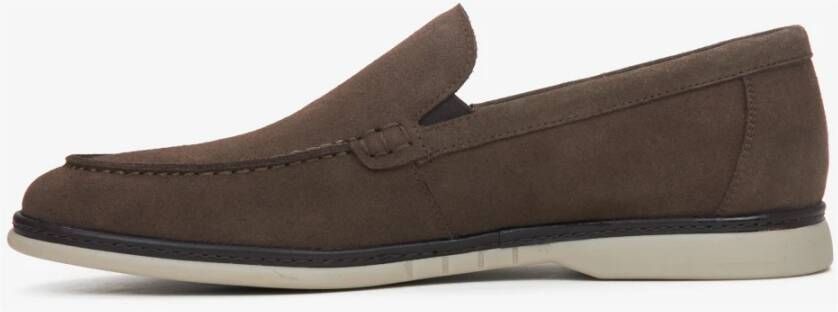 Estro Heren Saddle Brown Loafers gemaakt van Echt Velours Brown Heren